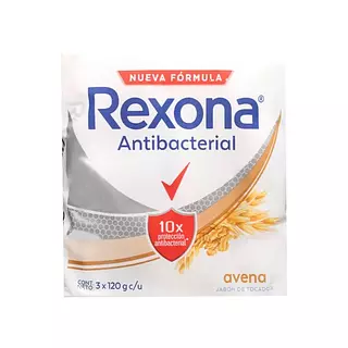 3 Jabones Rexona Antibacterial Avena 120 Gr