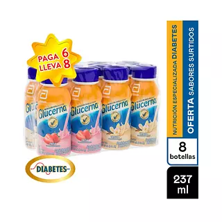 6 Glucernas Fresa + Gratis 2 Glucernas Vainilla