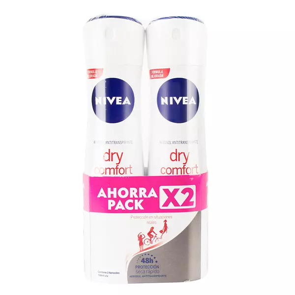 2 Desodorantes Nivea Spray Dry Confort Femenino Econo 150 Gr