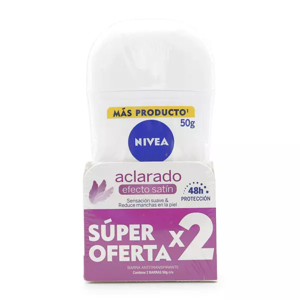 2 Desodorante Nivea Barra Aclarado Efecto Satín 50 Gr Oferta