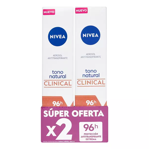 2 Desodorante Nivea Spray Clinical Tono Natural 150 Ml