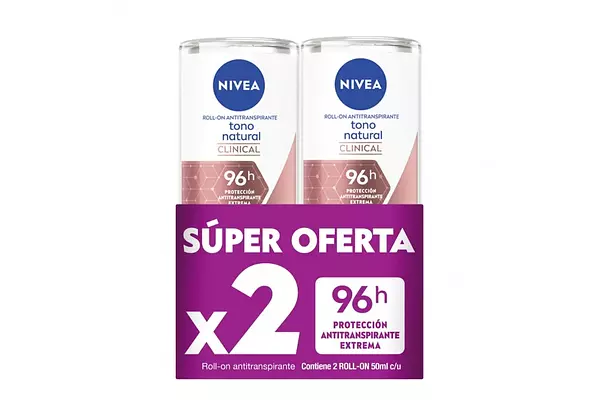 2 Desodorante Nivea Rollon Clinical Tono Natural 50 Ml