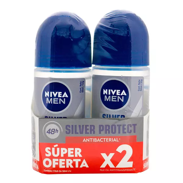 2 Desodorante Nivea Silver Roll On 50 Ml Super Descuento