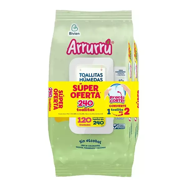 Toallitas Arrurru Aloe Práctica Corte