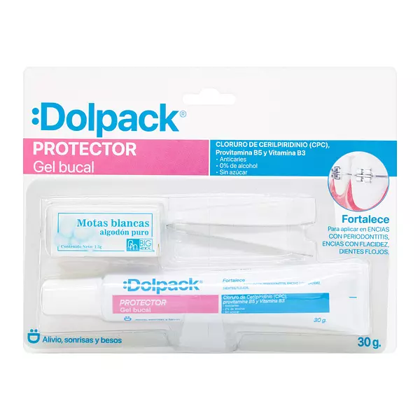 Gel Bucal Dolpack Protector 30 Gr + Pinzas + Algodon