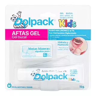 Gel Bucal Dolpack Kids Aftas Gel 15 Gr + Pinzas + Algodon