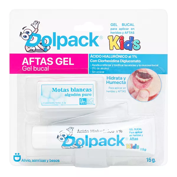 Gel Bucal Dolpack Kids Aftas Gel 15 Gr + Pinzas + Algodon