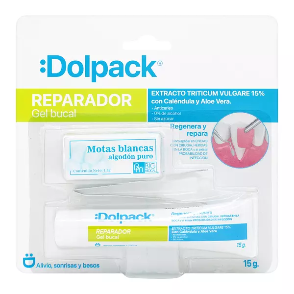 Gel Bucal Dolpack Reparador Triticum15 Gr + Pinzas + Algodon