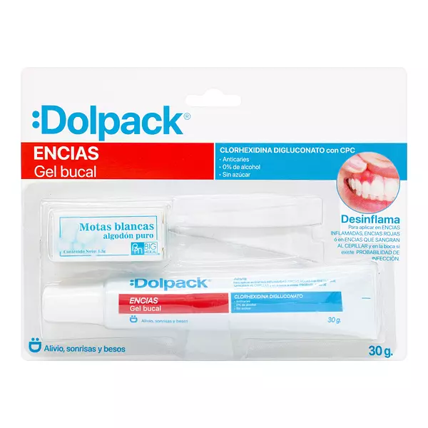 Gel Bucal Dolpack Encias Clorhexidina 15 Gr + Pinzas + Algodón