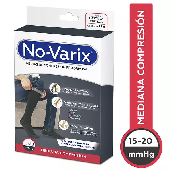 Calcetin Hombre Novarix 15-20 Mmhg Negro Talla S