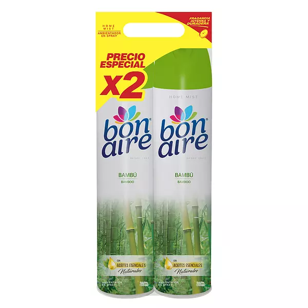 2 Ambientador Bonaire Spray Bambu 400 Ml Oferta