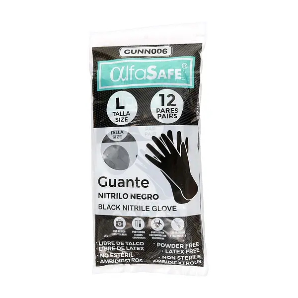 Guantes Alfasafe Negro Talla L