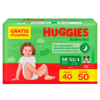 Pañal Huggies Active Sec Etapa 4 Xg