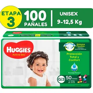 Pañal Huggies Active Sec Etapa 3 Grande