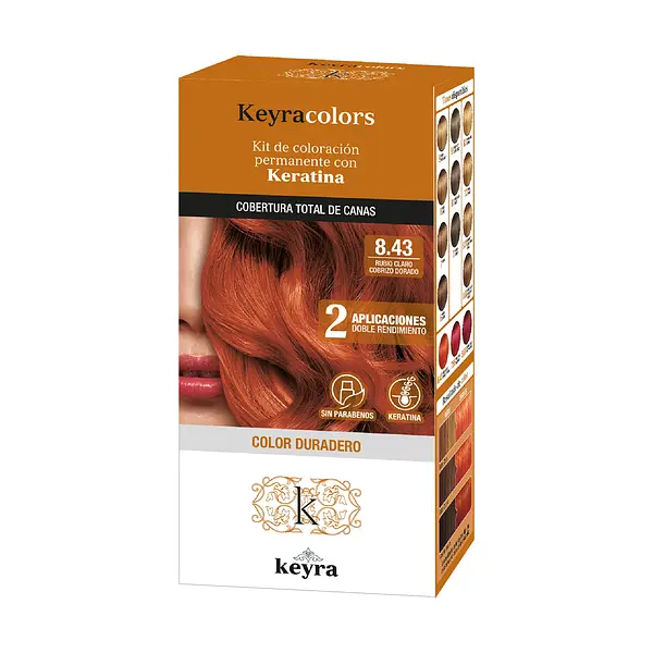 Tinte Keyra Kit 8.43 Rubio Claro Cobrizo