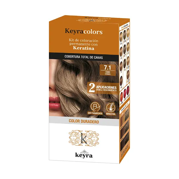 Tinte Keyra Kit 7.1 Rubio Ceniza