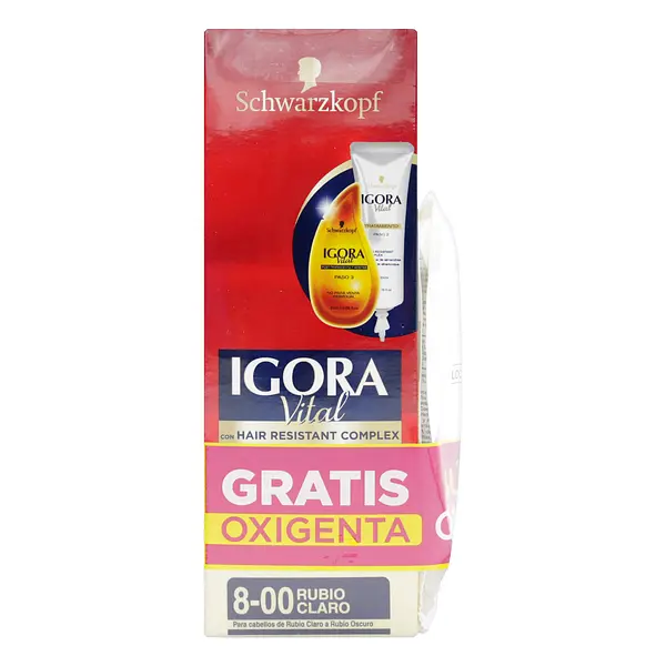 Tinte Igora Vital Tubo 8-00 Rubio Claro + 2 Oxigenta
