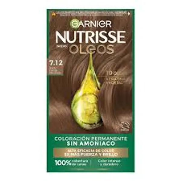 Tinte Garnier Nutrisse Oleos 7.12 Rubio Cenizo Nacarado