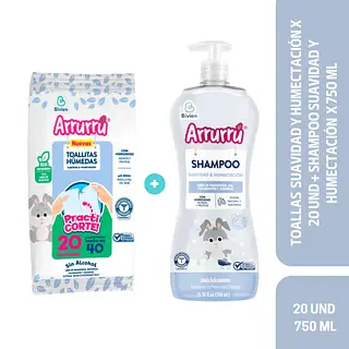 Champu Arrurru Suavidad Y Humectación + Toallas 20 Und