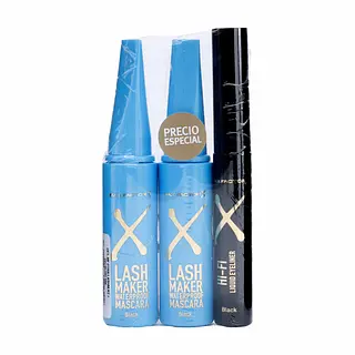 2 Pestañinas Lash Maker Negra + 1 Delineador Negro