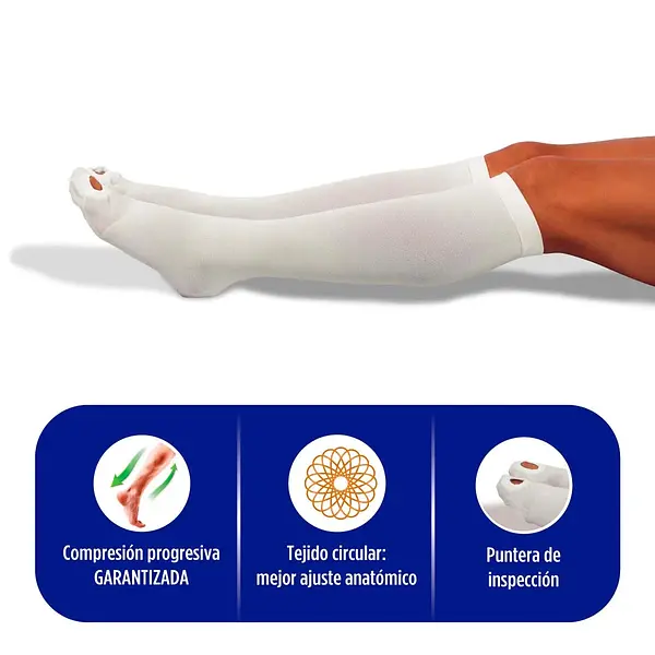 Media Antiembolica Rodilla Blanca No-Varix