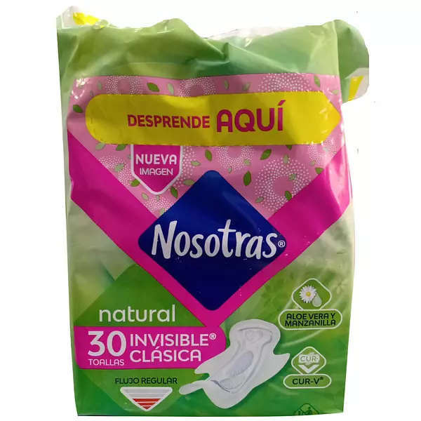 Toallas Nosotras Natural/Invisible Clasicas Tela