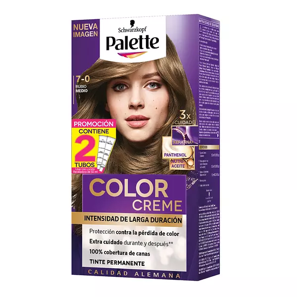 Tinte Palette Color Cre Kit 7-0 Rubio Mededio