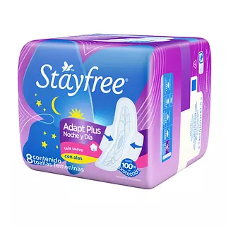 Toallas Stayfree Adapt Plus Noche y Dia con Alas